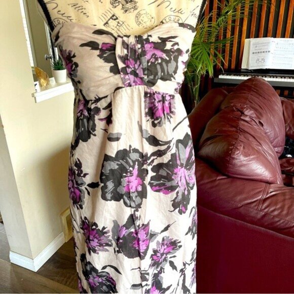 Lori M Collection Maxi Dress Women's Size XL Floral Lavender Strapless Lined - Picture 4 of 12